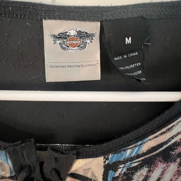 Harley Davidson Women's Eagle Shield Allover Print Long Sleeve Top-Size Med - Picture 3 of 8